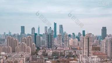 南京CBD侧面城市建筑群日景延时固定延时摄影
